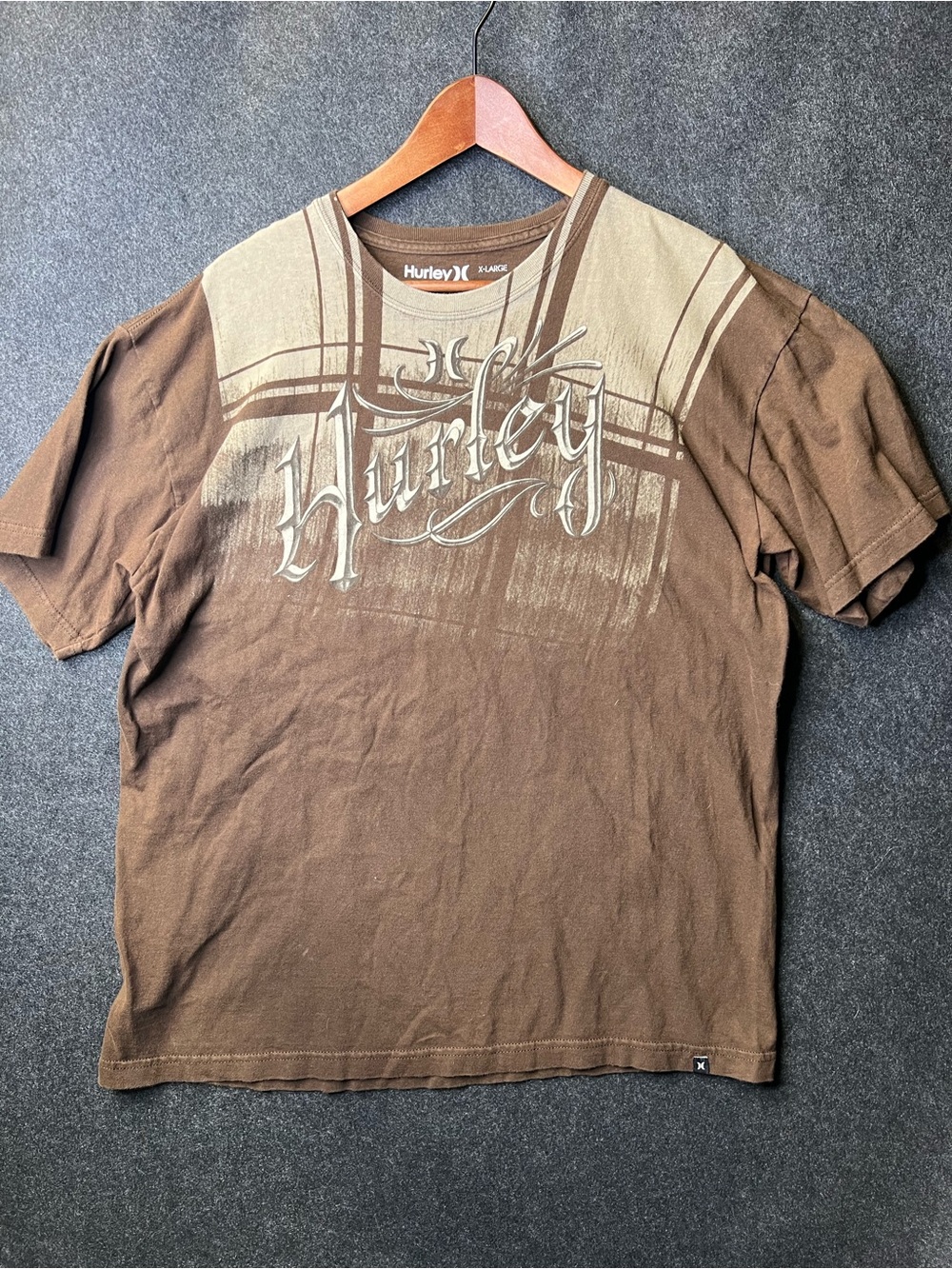 Y2K Hurley Punk Brown T-Shirt Men’s Size XL Grunge Vintage Skatewear Surf